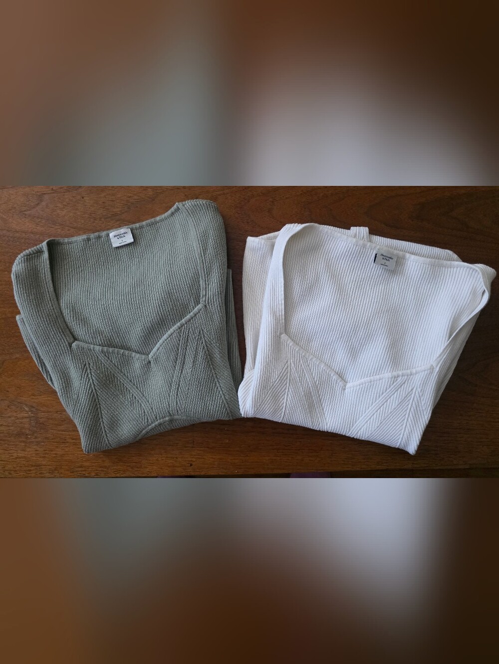 Abercrombie & Fitch Corset-Inspired Short-Sleeve Bodysuit Green & White